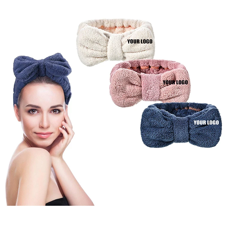 

Amazon best sell custom logo spa microfiber headbands clean face washing hair towel facial makeup headbands, 3colors