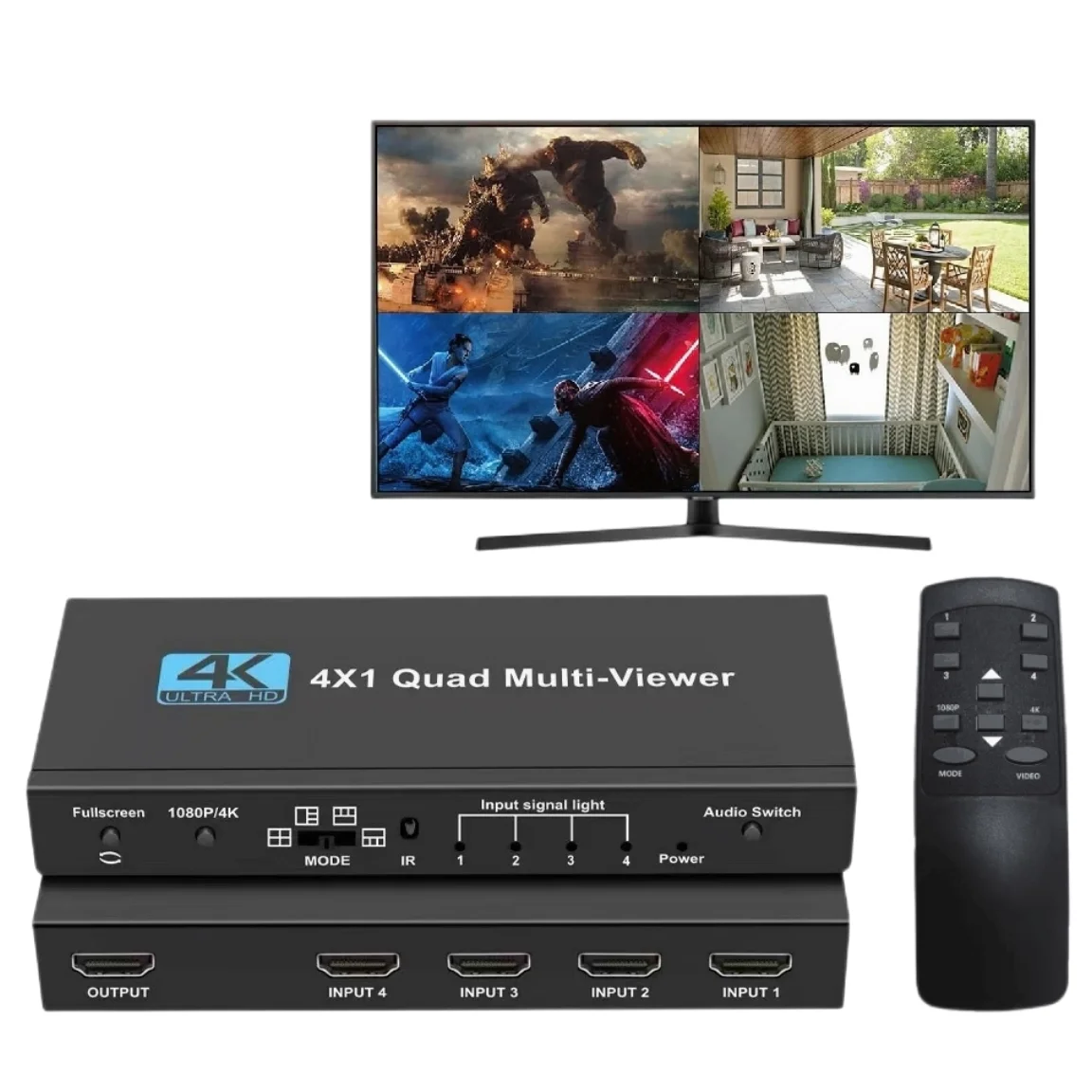 

4x1 9x1 HDMI Multi-viewer switcher Seamless 4K HDMI 4 9 Screen Real Time Multi Viewer Screen Splitter 9 in 1 out Switch Adapter