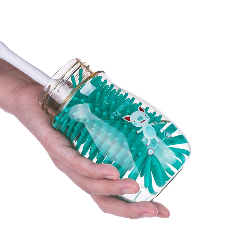 
Factory wholesale bpa free silicone 360 degree rotary baby bottle cleaning brush set 