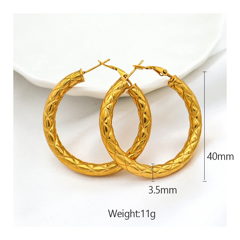 

New shop discount Trendy jewelry 18K Gold plated stainless steel jewelry women large chunky hoop earrings