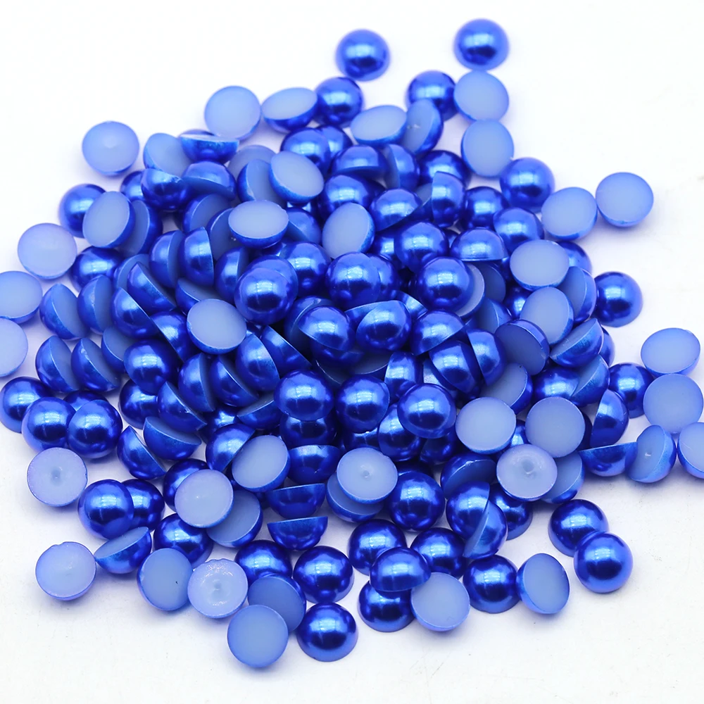 

Sapphire Color 4mm Non Hotfix Flatback Abs Half Round Loose Pearl Bead For Decoration