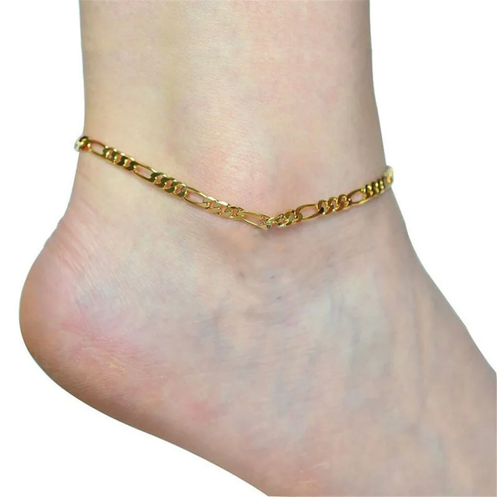 

2022 Hot Selling Style 14k Gold Plated 316L Stainless Steel Link Chain Anklet Simple O Shape Chain Anklet For Women Girl