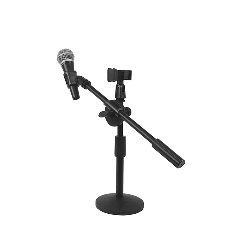 

GAZ-38-1 Adjustable Desktop Microphone Stand Adjustable MIC Tabletop Stand with Microphone Clip, Black