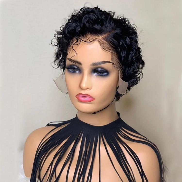 

Short Pixie Cut Brazilian Virgin Hair Natural Color Lace Front Wigs Human Hair Wig Short Pixie Wig