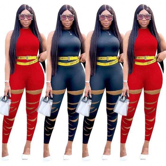 

summer 2021 solid color sleeveless burn out short jumpsuit women jumpsuit, Picture