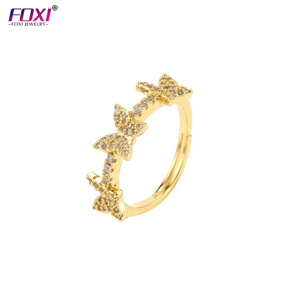 

2022 Trendy Jewelry Three Little Butterflies Shape Exquisite Elegant Gold-plated Open Women Ring