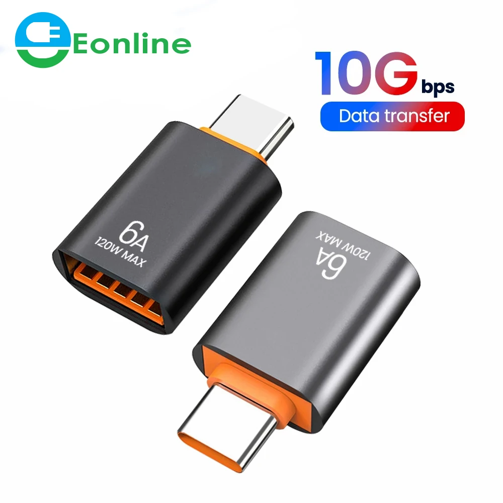 

6A USB C Type C OTG Adapter 5Gbps High Data Transfer Speed Type C Male to USB 3.0 Female Converter 120W Fast Charging Adapter