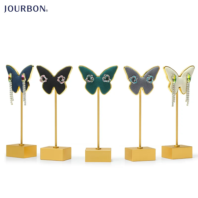 

Jourbon Wholesale Butterfly Hanging Earrings Jewelry Rack Holder Metal Gold Earring Display Stand for jewelry Shop, Green, black, purple, red, beige, blue, deep blue
