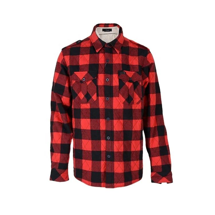 

Factory supplier newest fashionable winter plaid mens heavy cotton quilted flannel shirts, Custom color