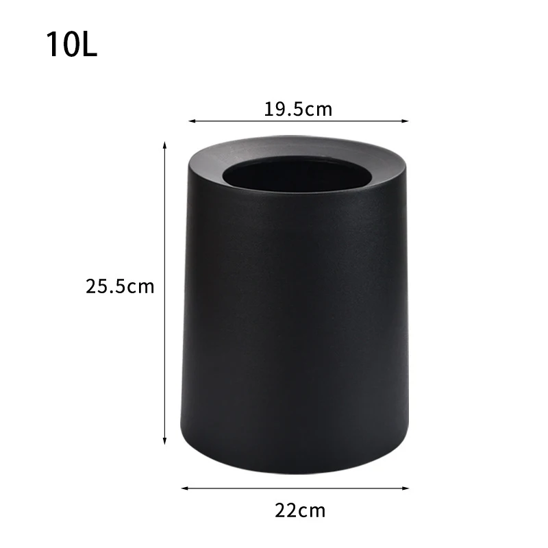 

2022 new 10 liter plastic round trash bin hidden garbage bag double layer plastic waste bins, Black/white