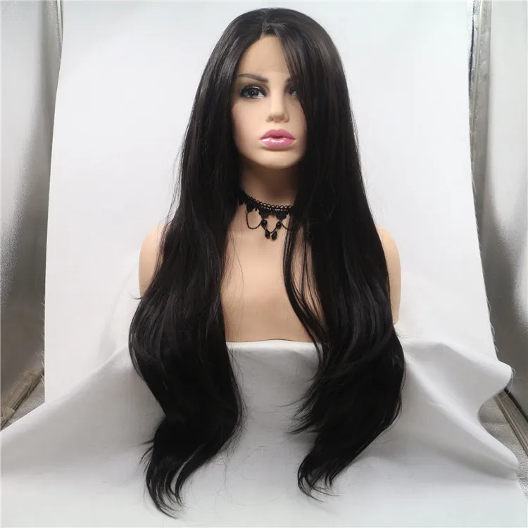 

Synthetic 1B Color Long Natural Wavy Lace Front Hair Wig