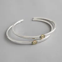 

Sterling silver 925 Korean design smile face cuff bangle bracelet