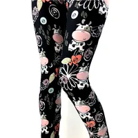 

Wholesale Mommy and Kids Sizes Super Buttery Soft 92/8 Polyester Spandex Cute Pink Cartoon Cows Leggings