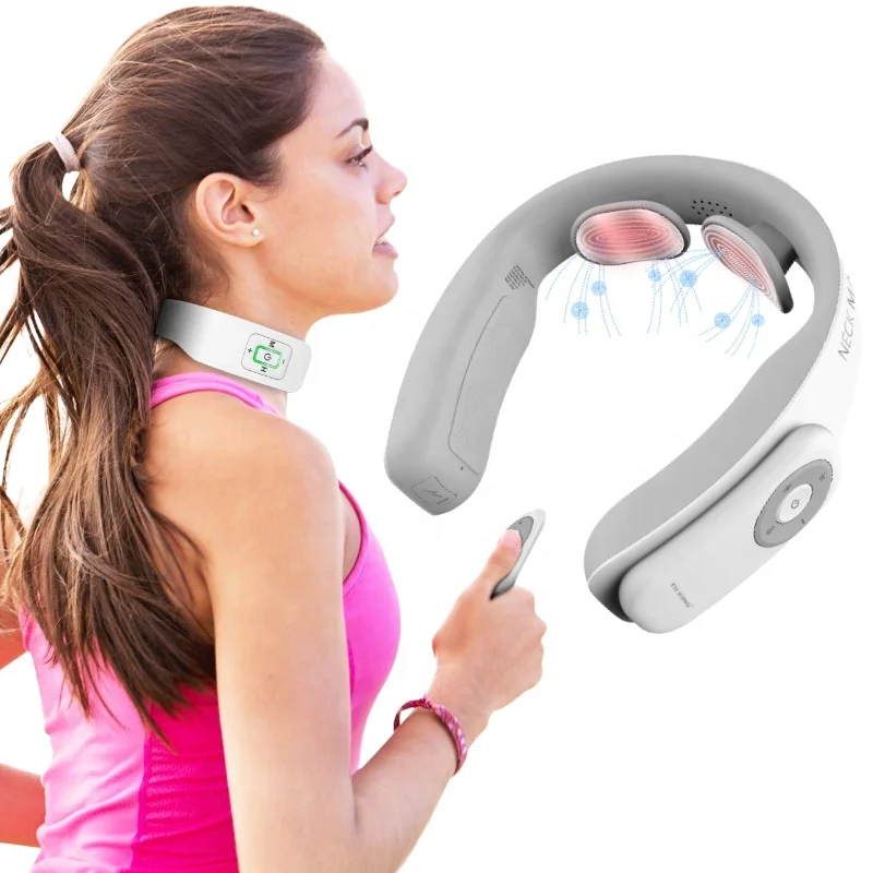 

FitKing Neck Massager with Heat portable smart Wireless Electric Pulse Device Helpful Pain Relief Deep ems Neck Massager