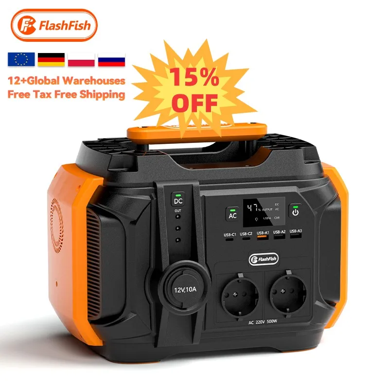 

FlashFish Free Shipping 500w 540WH Electric Charge Charging Green Super Portable Power Station for Home Camping