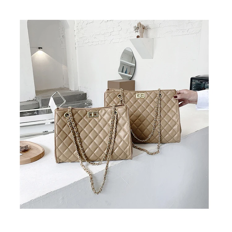 

2 Size Chain Shoulder Bag Women Travel Diamond Lattice Bags Luxury Tote Handbags For Women Brand Plaid Designer Sac A Main Femme