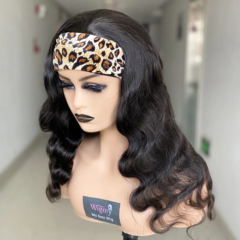 

Brazilian Body Wave Wigs with Headbands for Black Women Human Hair Wigs with Headbands Remy Hair 130% Density 12-26 inches Wigs