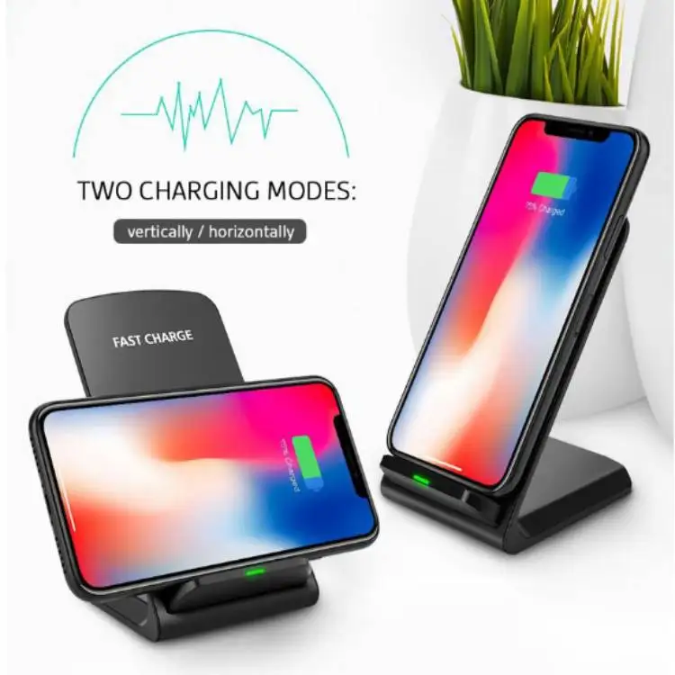 

KC certificated custom logo fast charging 10w qi wireless charger stand mobile phone charger with KC, Black&white