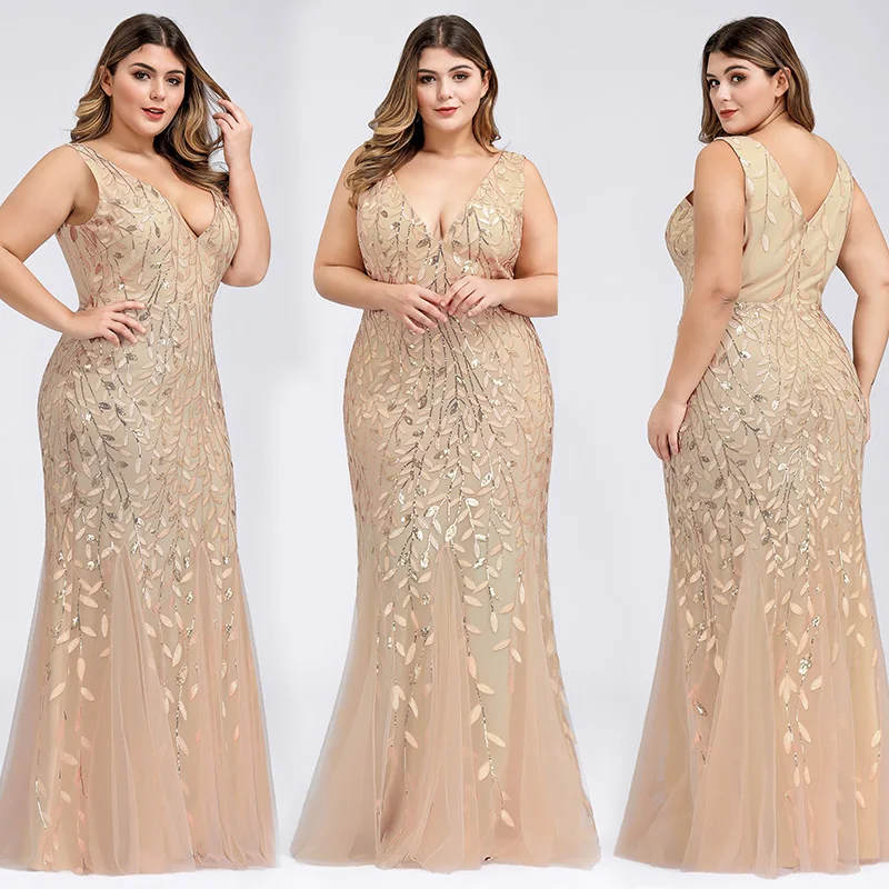 
Ever-Pretty EP07886 Mermaid Sequin Plus Size Prom Dresses for Women 