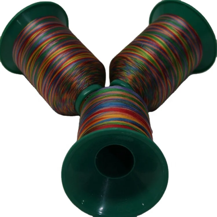 Kangfa Industrial 3ply 6ply 5colors Multicolor Sewing Threads Polyester Color Rainbow Thread