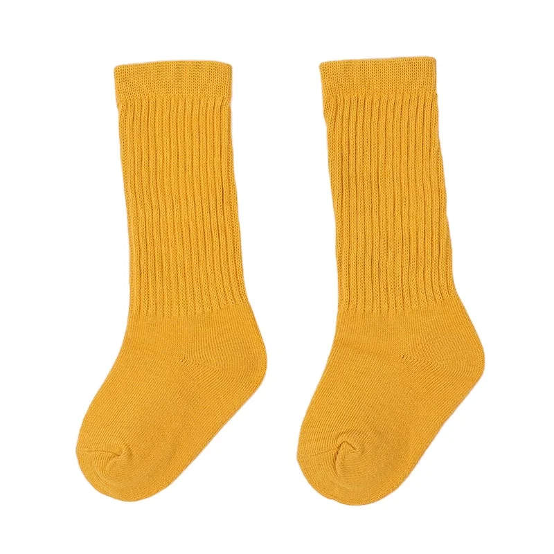 

Wholesale spring baby socks sweat-absorbent breathable socks children's pure color long sock