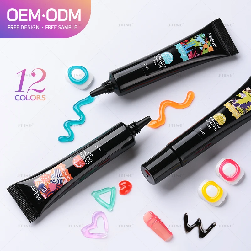 

JTING 12colors Soft Sweet candy carving gel nail polish collection 3D DIY nail painting carved gel polish tube 10ml OEM ODM