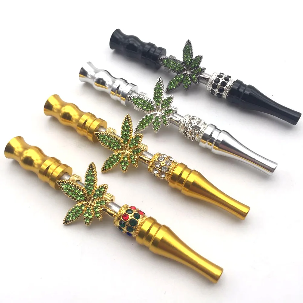 

New Design Smoking Accessories Bling Leaves Unique Weed Pipe Blunt Holder Cigarette, Multi colors