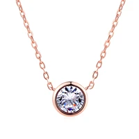 

Women Simple Minimalist 18K Gold Plated Copper Alloy Jewelry Round Cubic Zirconia Pendant Necklaces N388-M