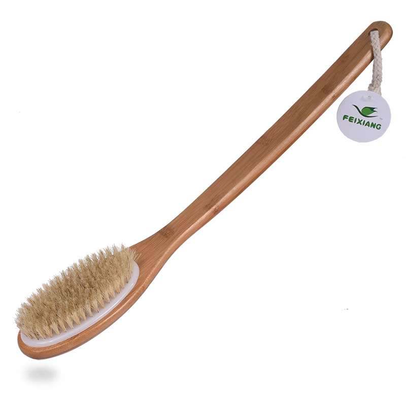 

TREESMILE body brush bamboo massage natural bristle bath or dry brush OEM logo bath brushes Factory Good quality