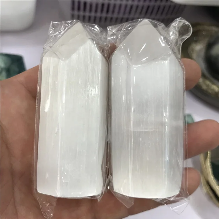 

Natural selenite point wand raw selenite crystal stone tower for sale