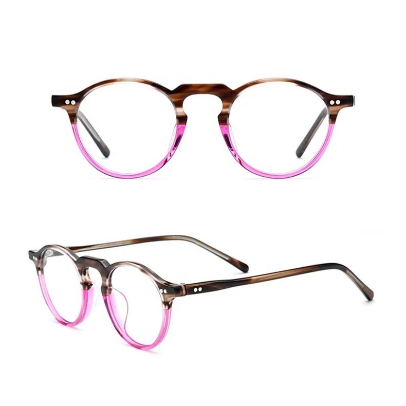 

Colorful round shape unisex plain lenses acetate optical eyeglasses, 3 colors