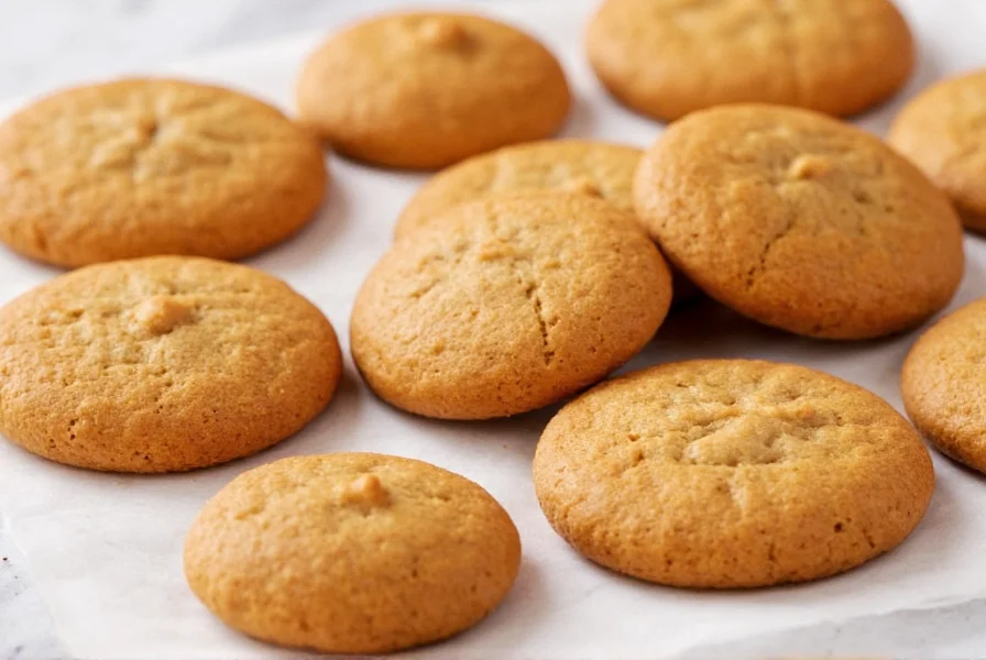 Nahaufnahme von Ingwerplätzchen mit sichtbaren Gewürzpartikeln und glänzendem Goldsirupüberzug