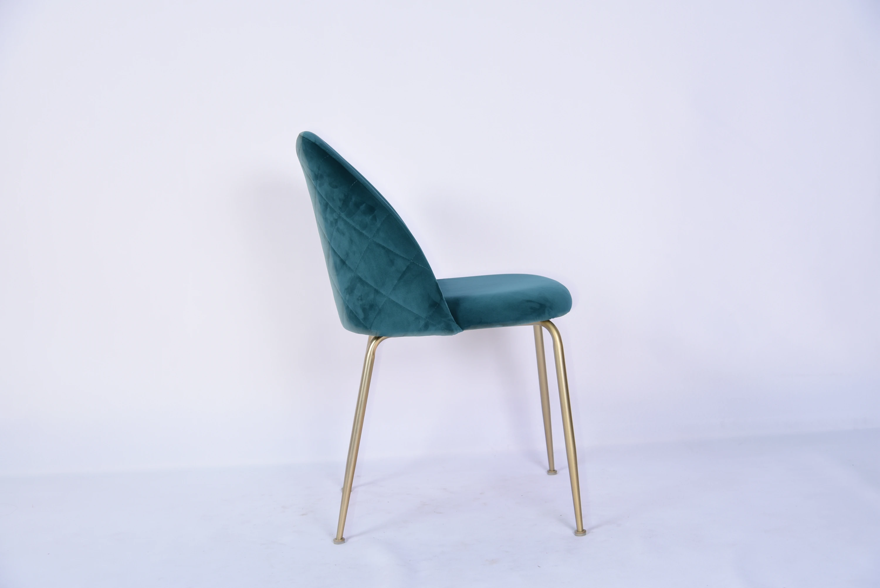 北欧风格家具软金属金色框架椅子餐厅蓝丝绒面料餐椅