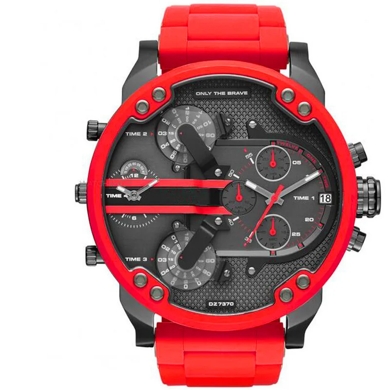

2021 new OEM custom 30 atm water resistant luxury dz watch with red plated stainless metal men watch