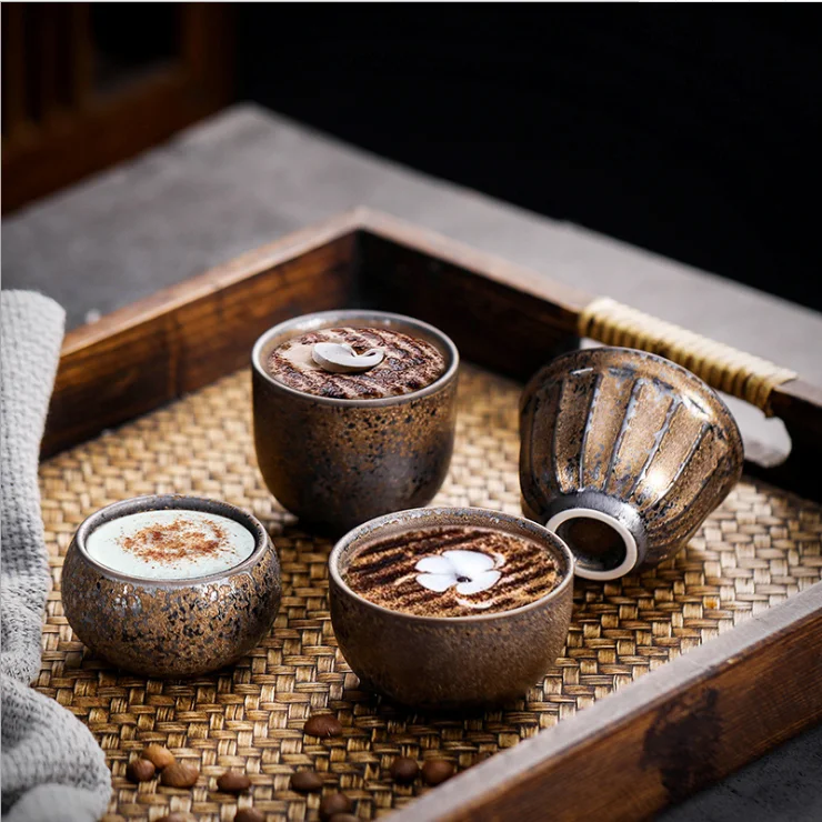 

Exclusive For Cross-border Ceramic Retro Iron Glaze Coffee Cup 60ml/80ml Kiln Baked Japanese Tea Cup Gift Customization, As photo showed