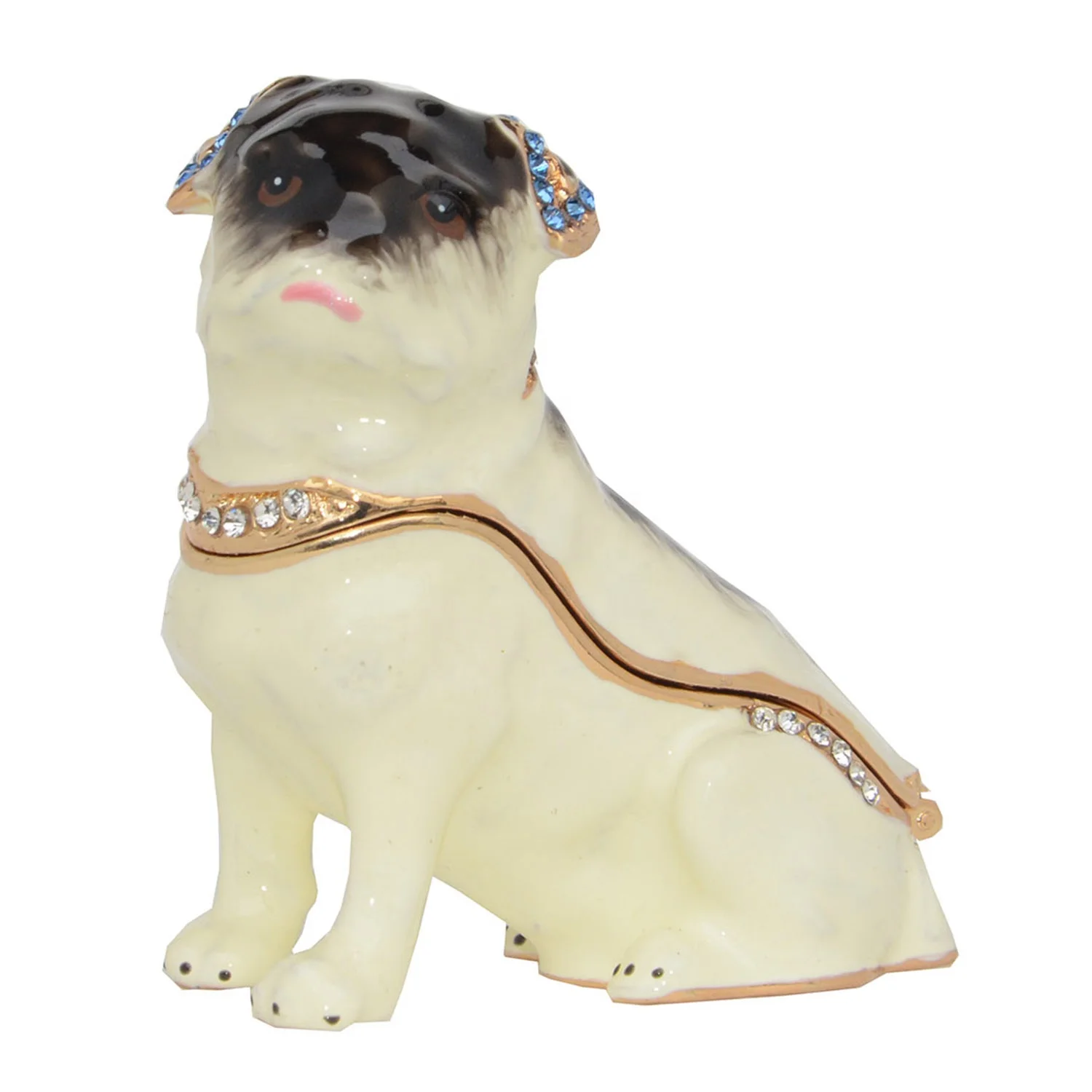 

Crystal Bejeweled Pug Dog Trinket & Jewelry Box Enameled Treasured Box Miniature Dogs Ring Holder Pet Lover Gifts Dog Decoration