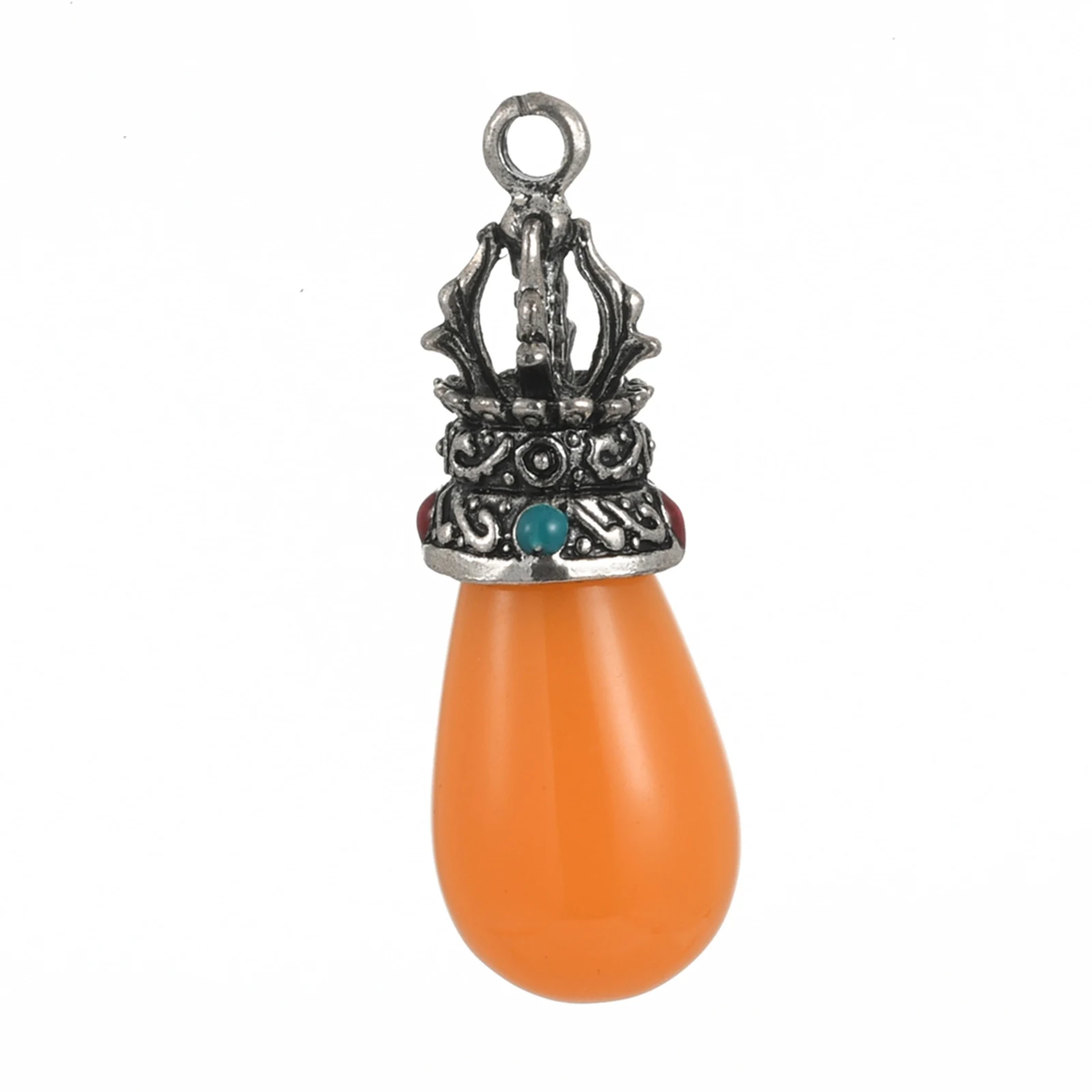 

PandaHall Tibetan Style Antique Silver Alloy Resin Pendants