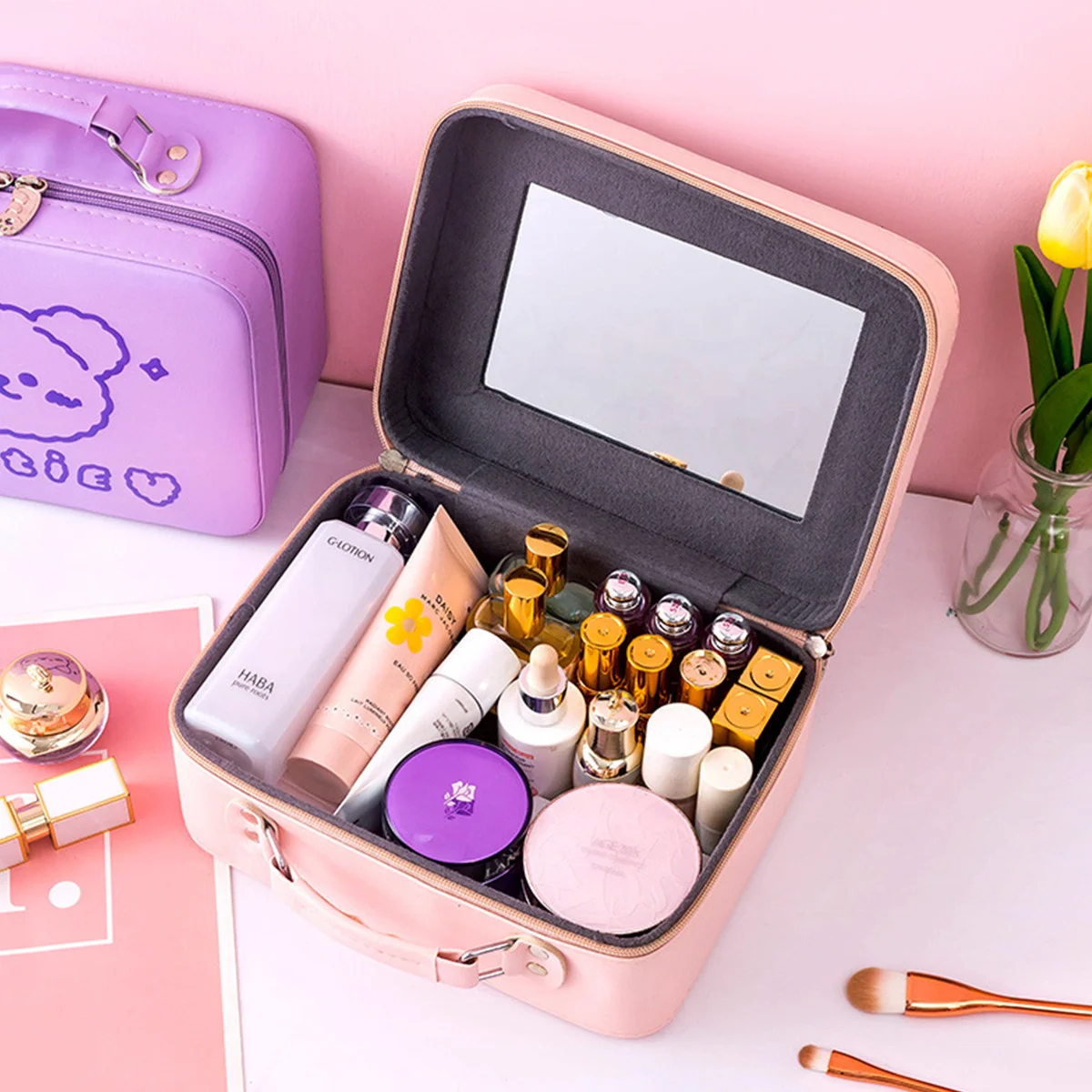 

Waterproof PU leather Makeup Bag Cosmetic Bag