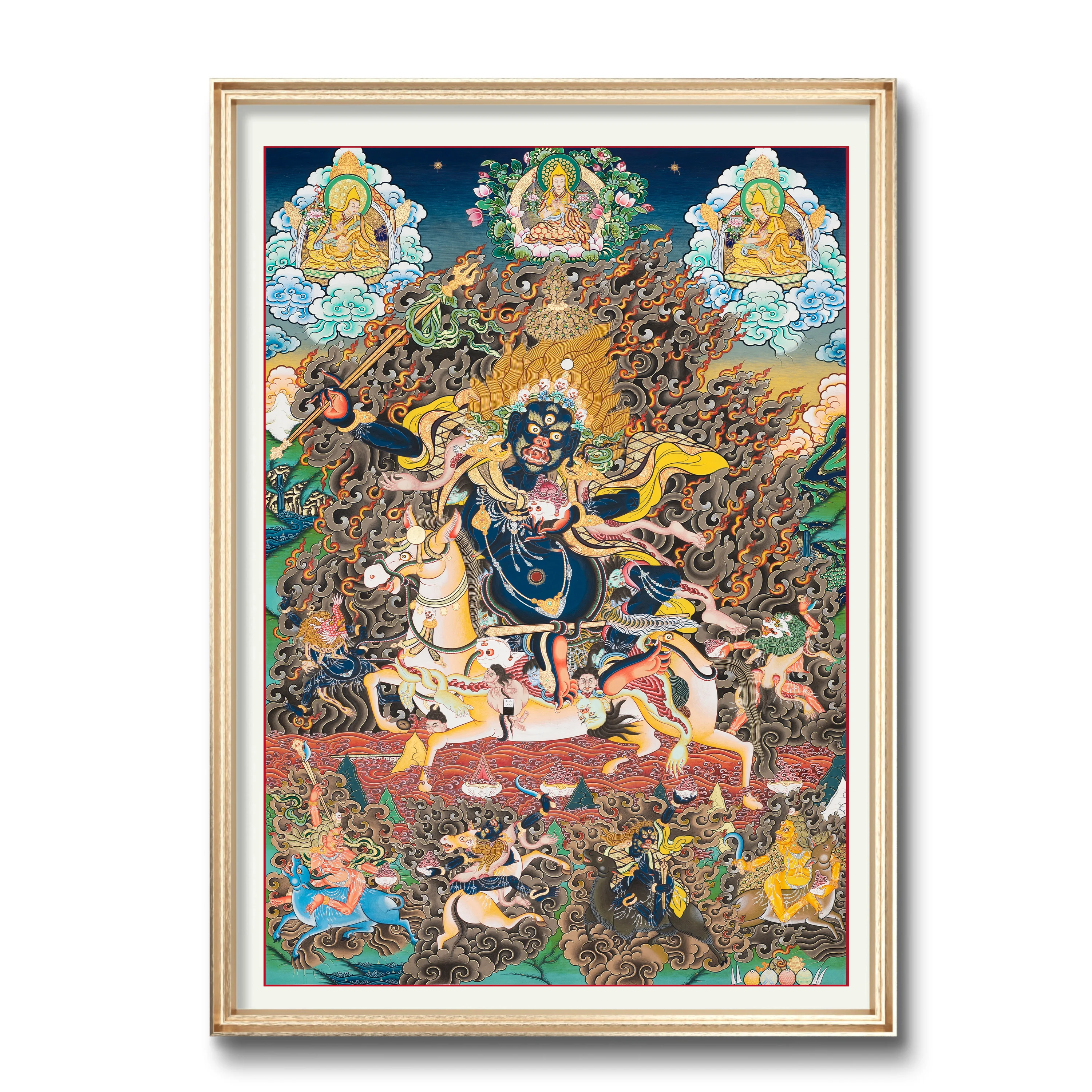 

Hand painting Custom pure gold hand painted Buddhist portrait Palden Lhamo Thangka JX-03