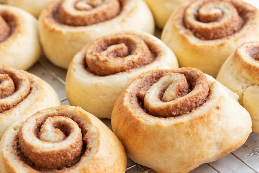 Vegan cinnamon rolls fresh from the oven with cream cheese frosting