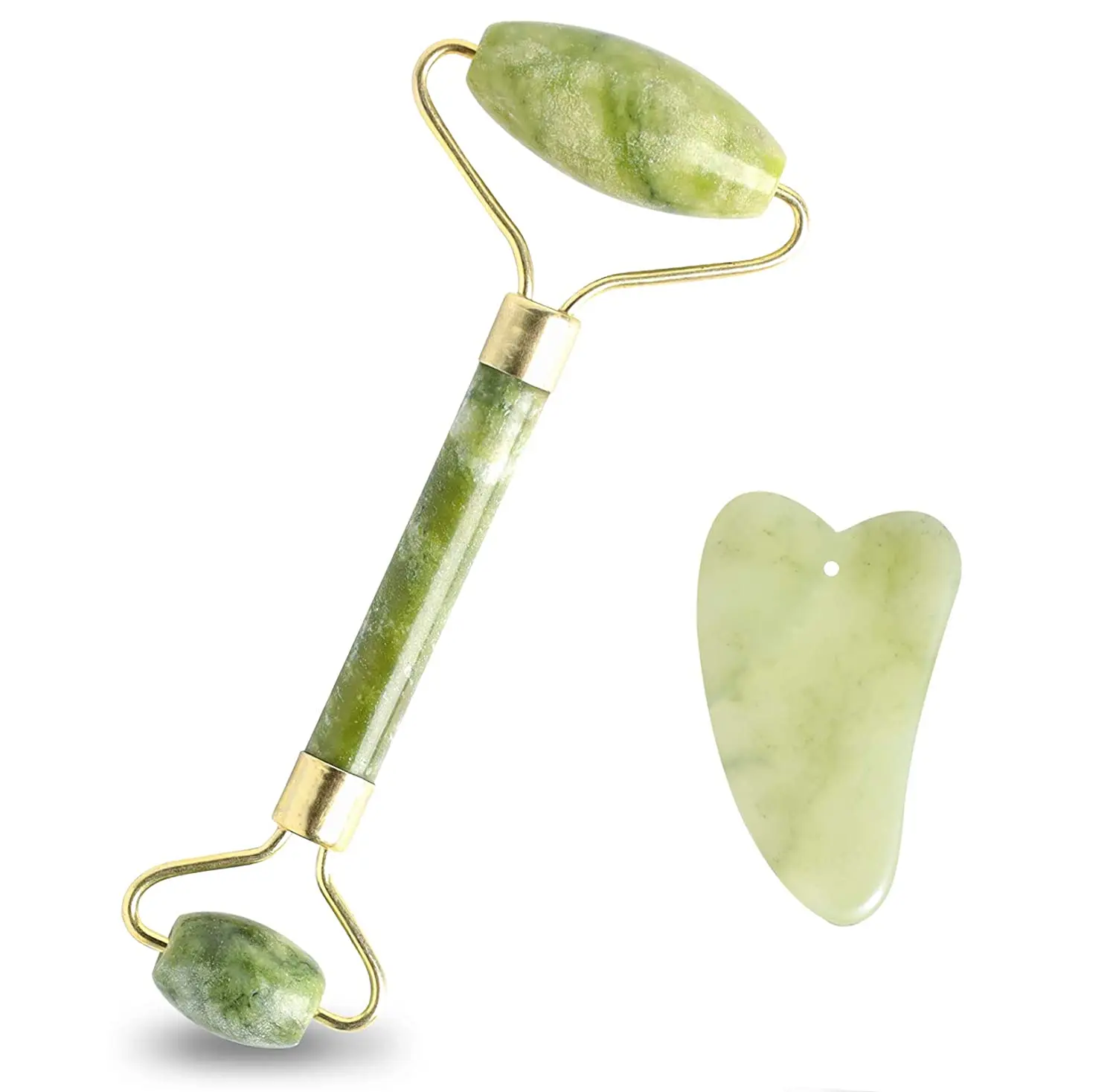 

Wholesale face relaxing massager facial gua sha jade roller, Natural jade color