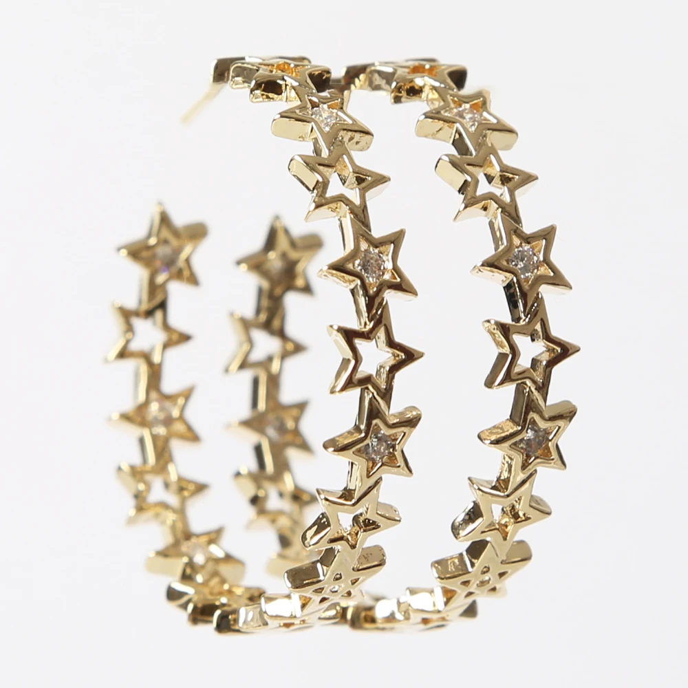 

XuQian New Fashion Jewelry Earrings Pentacle Shape Hoop Earrings for Christmas Gift