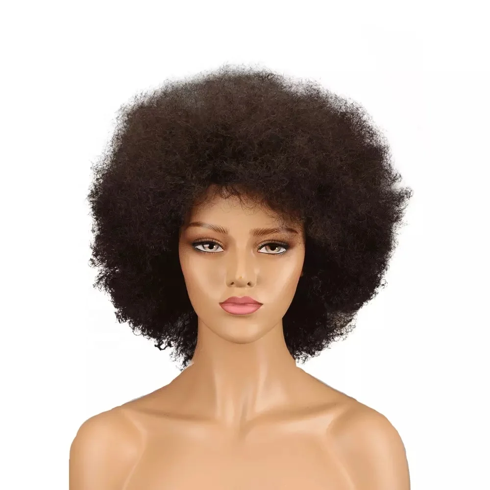 

Brazilian Afro Kinky Curly Human hair Wig Remy Short Colored natural Wigs For Black Women
