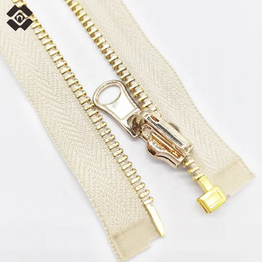 5 Light Gold Metal Zipper Reversible Slider One Way Open End Zipper