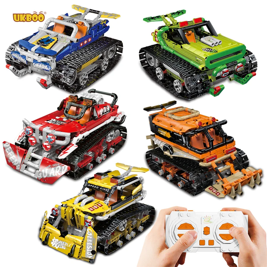 

Free Shipping UKBOO App Remote Control Tracked MOC Crawler Car Racing Racer Building Blocks High-Tech Toys Brick Crawler Car