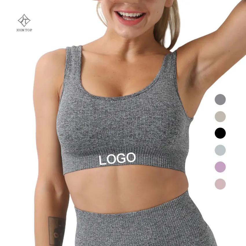 

Jointop high quality stocking custom oem cotton spandex pink sport yoga bra top fitness, Customized colors