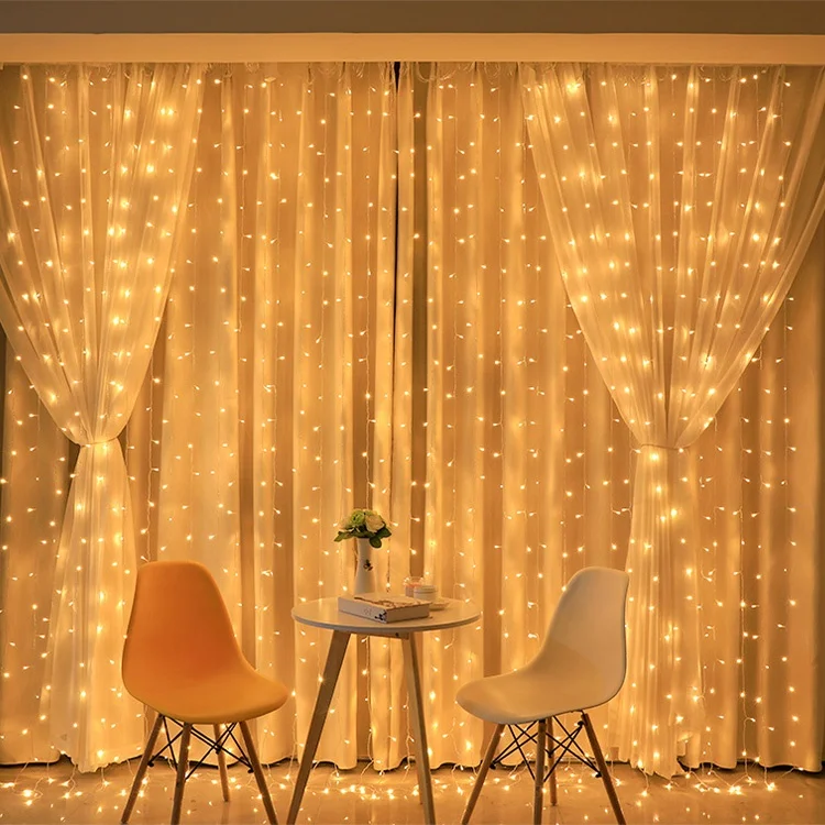 Newish 2m*3m Outdoor 300 Commercial Christmas Twinkle Star Window Decoration Waterfall Fairy String Led Curtain Light For Indoor