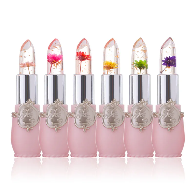 Moisturizer Long-lasting Jelly Flower Lipstick Makeup Temperature Changed Colorful Lip Blam Pink Transparent Wholesale