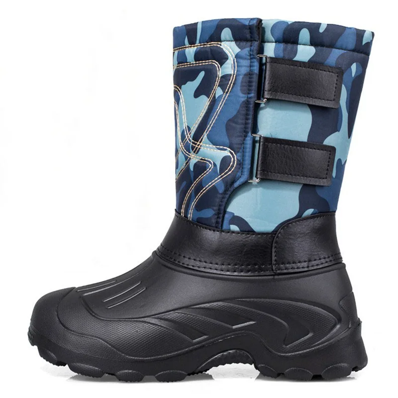 

Wholesale men's waterproof outdoor snow boots mid-tube liner plus velvet plus cotton fishing boots