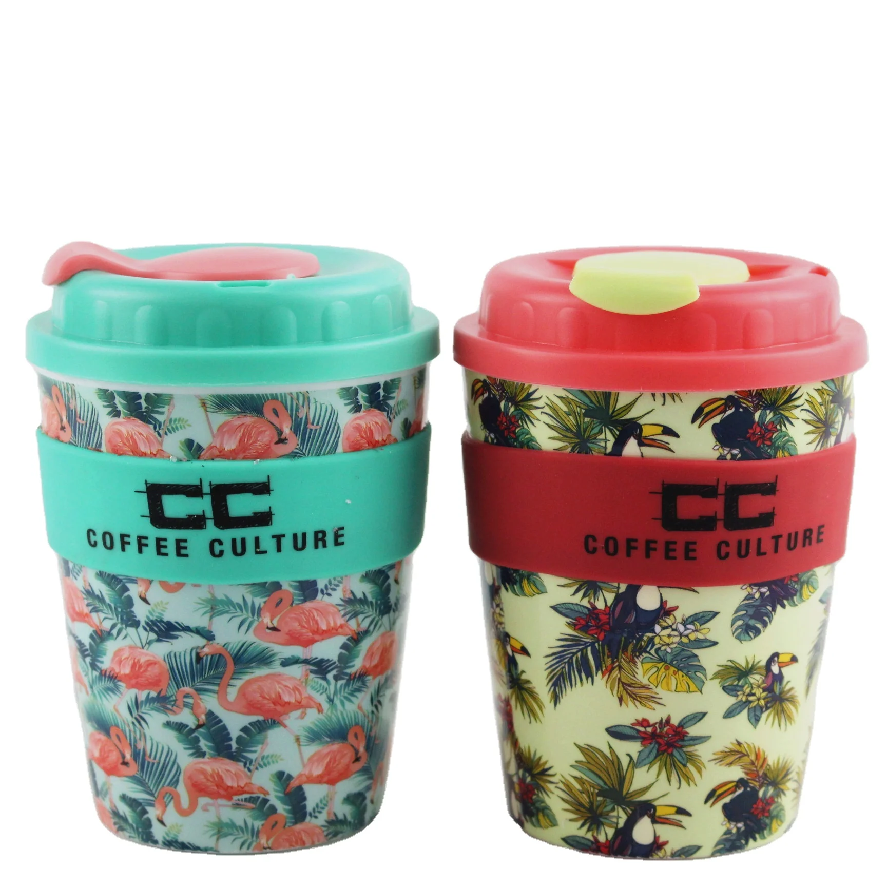 

BPA Free Portable Coffee Plastic Mugs Cup With Printed Logo